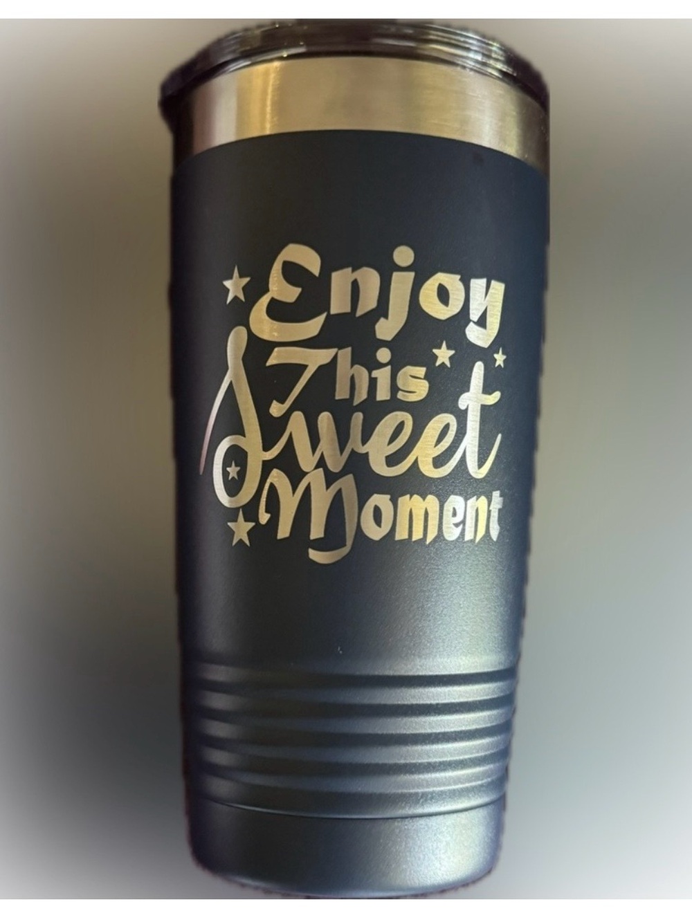 “ Enjoy This Sweet Moment “  Navy Blue Insulated Travel Tumbler